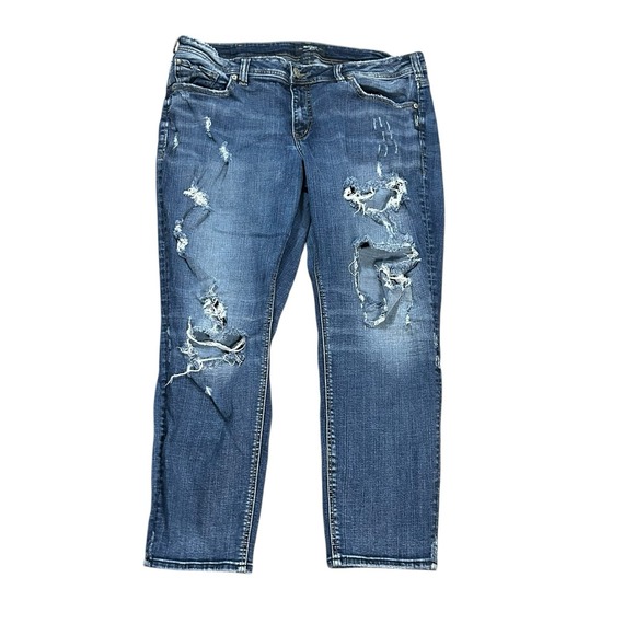 Silver Jeans‎ Sam Boyfriend Womens Size 18 (37x26) Stretch Distressed Denim - Picture 1 of 10